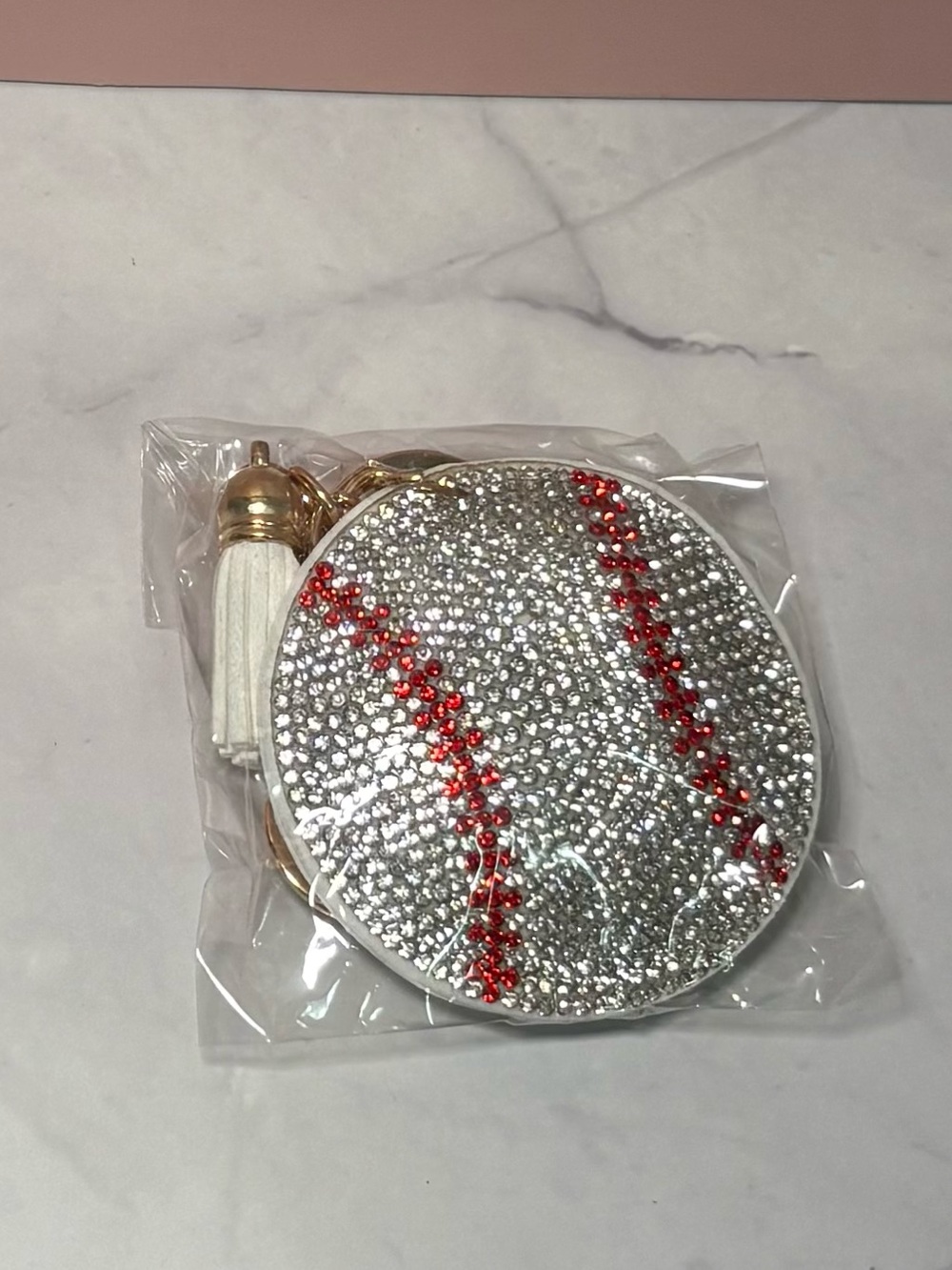 ⚾️ Sparkly Baseball Shaped Bag Charm Keychain